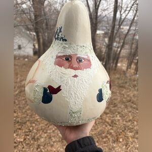 Handcrafted Santa Gourd Decoration - Cream
